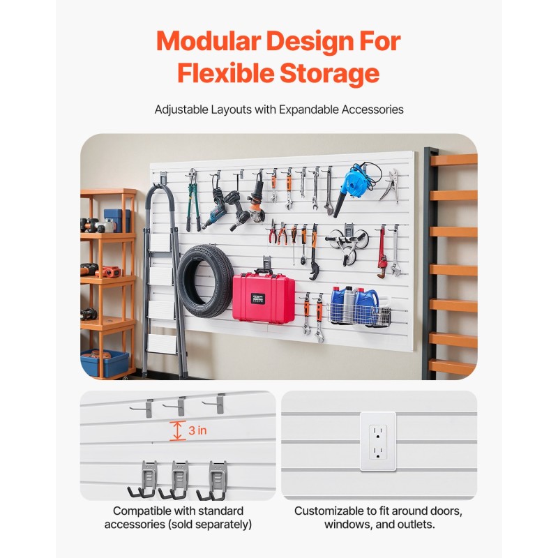 Uraseinäpaneelit PVC-muovi 1225x2450x20 mm valkoinen 8 kpl säilytykseen