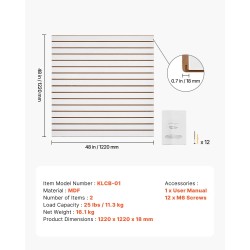 Uraseinäpaneelit MDF 1220 x 1220 mm 2 kpl valkoinen modulaarinen