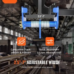 Manuaalinen siltavaunu seosteräksinen 2 t kantavuudella kaksipyöräinen säädettävä 63,5–177,8 mm