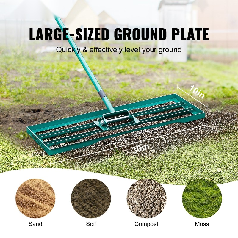 Nurmikon tasoitusharja 760x254 mm alumiiniseospaneeli 78-tuumainen teräskahva