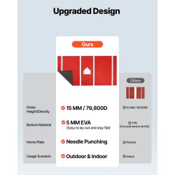 Baseball-lyöntimatto 366x183 cm punainen synteettinen nurmi 5mm EVA-alapohja