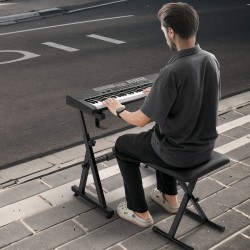 Pianokoskettimien teline ja säädettävä penkki Z-mallinen 54–88-koskettimille kantokyky 250 paunaa pyörillä