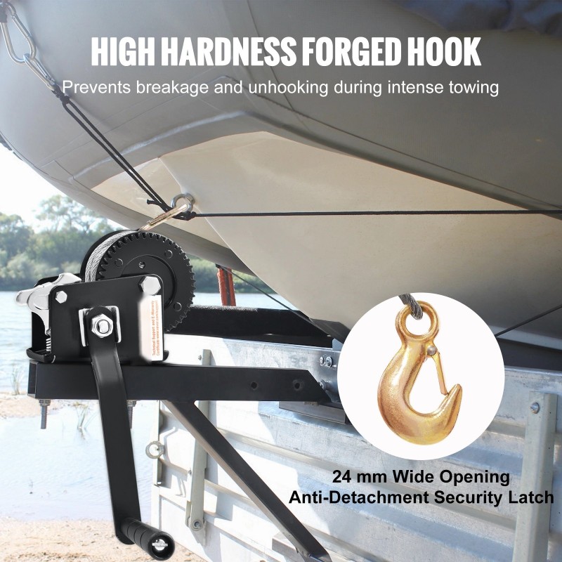 Käsivinssi 362,9 kg vetokyky 1005,8 cm teräsvaijerilla kaksisuuntainen räikkä perävaunuun