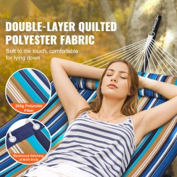 Pehmustettu puuvillariippumatto kahdelle tilava makuupinta 217 kg jauhemaalattu teräsrunko