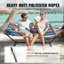 Pehmustettu puuvillariippumatto kahdelle tilava makuupinta 217 kg jauhemaalattu teräsrunko