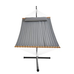 Tikattu kahden hengen puuvillariippumatto 1400 x 1900 mm jalustolla 480 paunan kantavuus