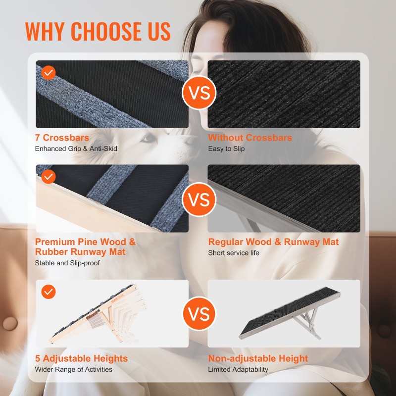 Lemmikkiramppi mäntypuusta 100 cm pitkä säädettävä 38–56 cm taittuva liukumattomalla kumipinnalla