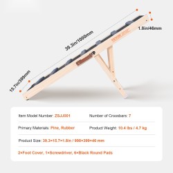 Lemmikkiramppi mäntypuusta 100 cm pitkä säädettävä 38–56 cm taittuva liukumattomalla kumipinnalla