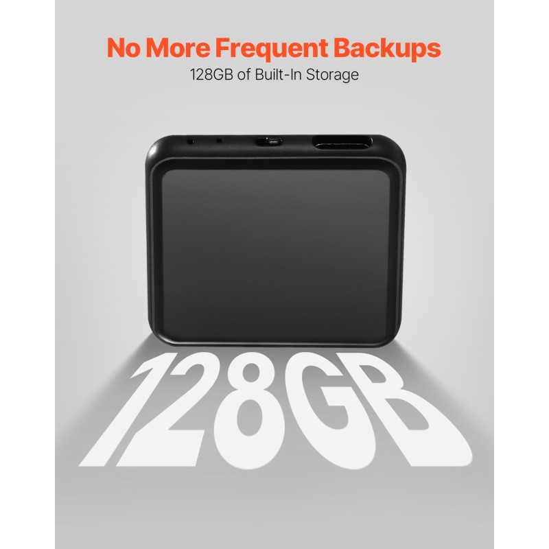 Digitaalinen äänentallennin 128GB magneettikiinnitys USB-C 8730 tuntia tallennustilaa 10 tunnin akunkesto
