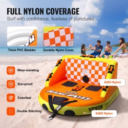 Vedettävä vesirengas yhdelle tai kahdelle nylonpäällisellä ja selkänojalla