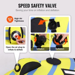 Vedettävä vesirengas 1–3 hengelle 231 kg kantavuus nylonpäällinen sivuevät pehmustetut EVA kahvat