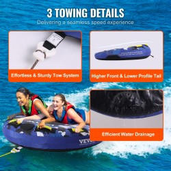 Vedettävä vesirengas 420D nailon 0,6 mm PVC kantavuus 154 kg 2 henkilölle