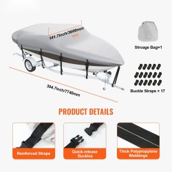 Venekate 7010–7310 mm 600D oxford-kangas PU-pinnoite harmaa täysin vedenpitävä solkihihnoilla