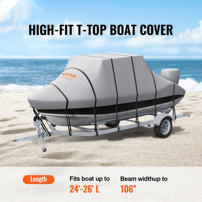 T-top-venepeite 600D Oxford-kangas PU-pinnoite vesitiivis 7310–7920 mm pituus 2690 mm leveys