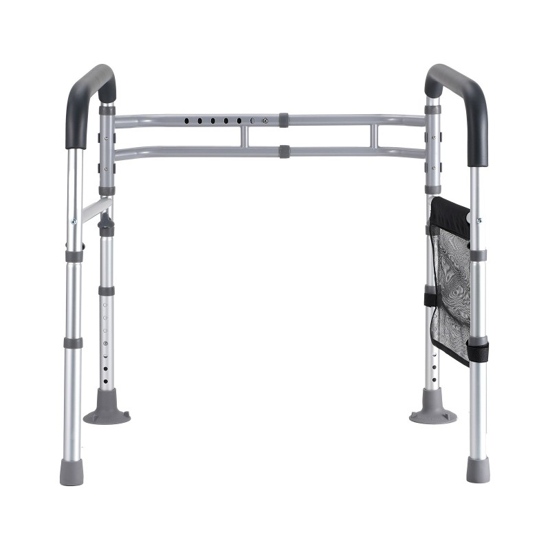 WC-turvakaide alumiiniseoksesta säädettävä taittuva pehmustetuilla kahvoilla liukumattomilla jaloilla ikäihmisille toipilaille