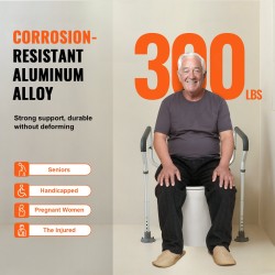 WC-turvakaide alumiiniseosta säädettävä leveys ja korkeus kantavuus 136 kg pehmustetut käsinojat imukuppijalat