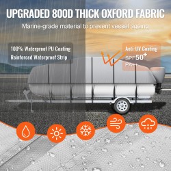 Ponttoniveneen suojapeite 800D Oxford-kangas PU 23–24 jalkaa 16 solkihihnaa harmaa