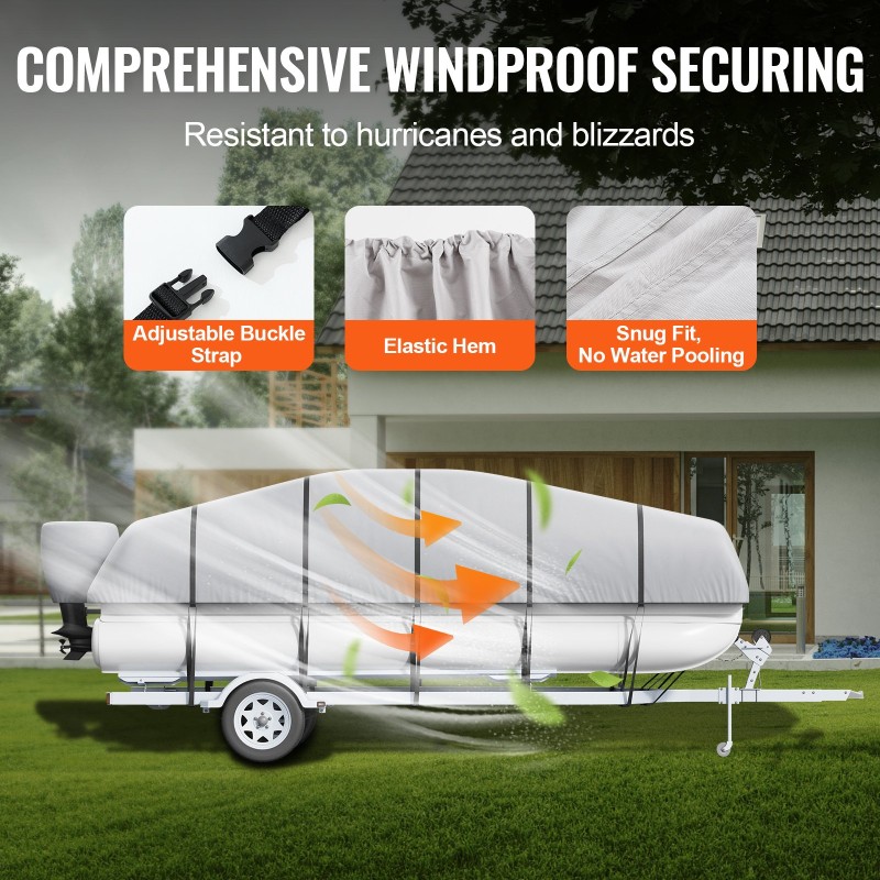 Ponttoniveneen suojapeite 800D Oxford-kangas PU 23–24 jalkaa 16 solkihihnaa harmaa