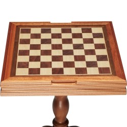 Kolmitoiminen pelipöytä 18 tuuman Sapele puukehyksellä shakki tammi backgammon käännettävällä säilytyslaatikolla