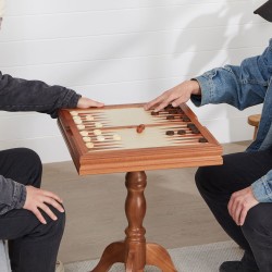 Kolmitoiminen pelipöytä 18-tuuman Sapele-puukehyksellä shakki tammi backgammon käännettävällä säilytyslaatikolla