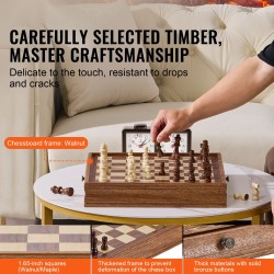 Shakkisetti massiivipuinen tammi viidentoista tuuman kaksitoiminen säilytyslaatikolla painotetut nappulat