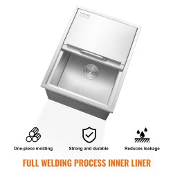 Upotettava jääallas ruostumattomasta teräksestä 61 cm 46 cm 33 cm 55 l