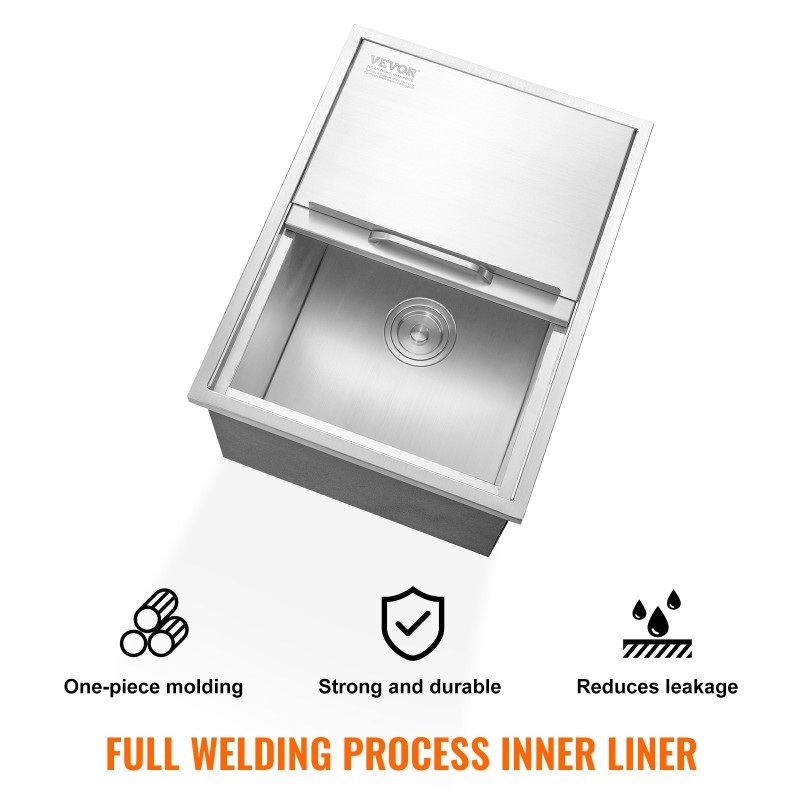 Upotettava jääallas ruostumattomasta teräksestä 61 cm 46 cm 33 cm 55 l