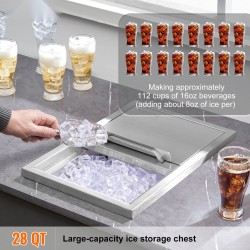 Upotettava ruostumaton teräs jääastia 38,7 litraa liukukannella ja viemärillä