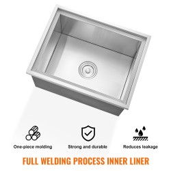 Upotettava jäälaatikko ruostumattomasta teräksestä 43,5 l 20 mm eristys