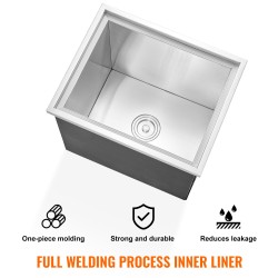 Upotettava jääsäiliö ruostumattomasta teräksestä 77,9 litraa 20 millimetriä vaahtoeristettä viemäröinnillä