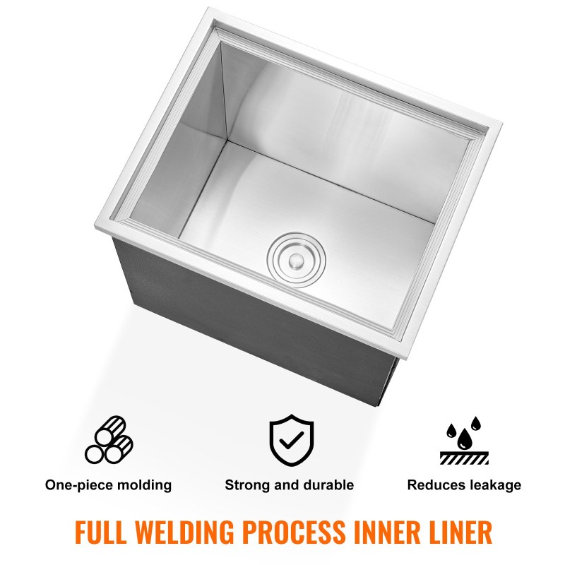 Upotettava jääsäiliö ruostumattomasta teräksestä 77,9 litraa 20 millimetriä vaahtoeristettä viemäröinnillä