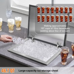 Upotettava jääastia 44 l ruostumatonta terästä 20 mm PU-vaahtoeristys viemäröinti mukana