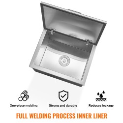 Upotettava jääastia 44 l ruostumatonta terästä 20 mm PU-vaahtoeristys viemäröinti mukana