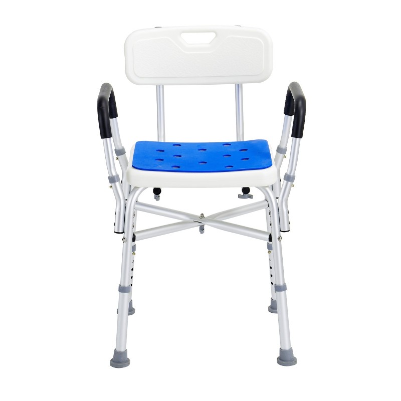 Suihkutuoli alumiinirunko säädettävä korkeus pehmustettu istuin irrotettavat käsinojat selkänojalla 400 paunan kantavuus