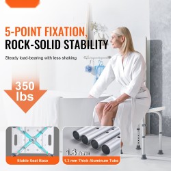 Suihkutuoli alumiiniseosrunko polyeteenimuovi-istuin korkeussäätö 360–490 mm liukuestejalat