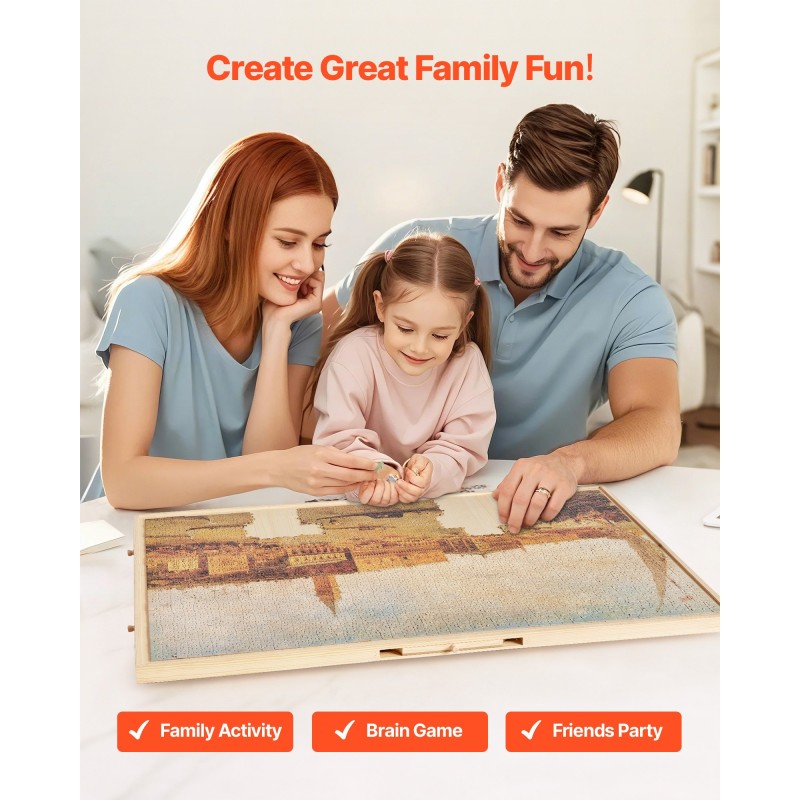 Palapelialusta mäntyinen kääntyvä 102x74 cm 5 laatikkoa irrotettava kansi sopii 2000 palalle