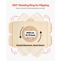 Palapelialusta mänty 865x635 mm kääntyvä 1500 palalle 5 vetolaatikkoa