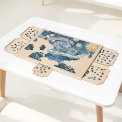 Palapelialusta mänty 865x635 mm kääntyvä 1500 palalle 5 vetolaatikkoa