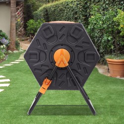 Pyörivä kaksikammioinen 140 litran kompostori teräsrunko BPA-vapaa PP-muovi puutarhaan ja keittiöjätteille