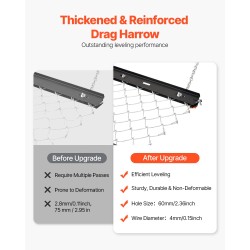 Ketjuäes Q235-terästä 1520×1240 mm nurmikon ja sorateiden tasoitukseen mönkijä ja pientraktoriyhteensopiva