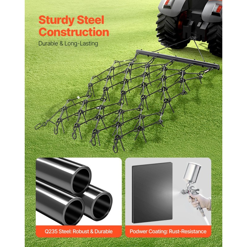 Ketjukultivaattori Q235-teräs 1707 mm työleveys 80 piikkiä mönkijä ja traktori