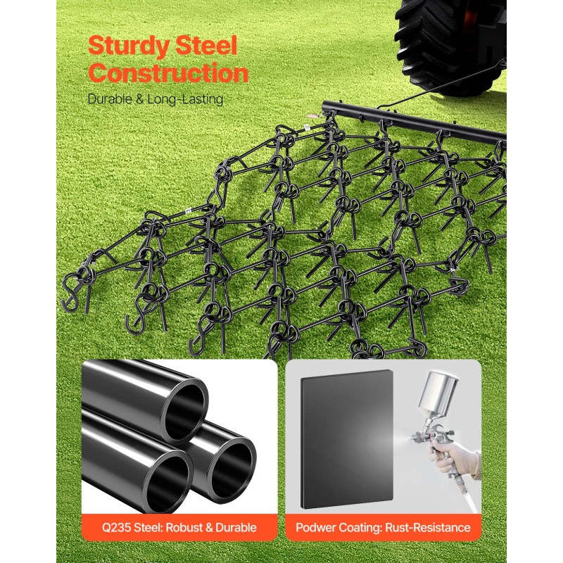 Ketjuäes Q235-teräs 88 tuuman työleveys 69 teräspiikkiä mönkijöille ja traktoreille