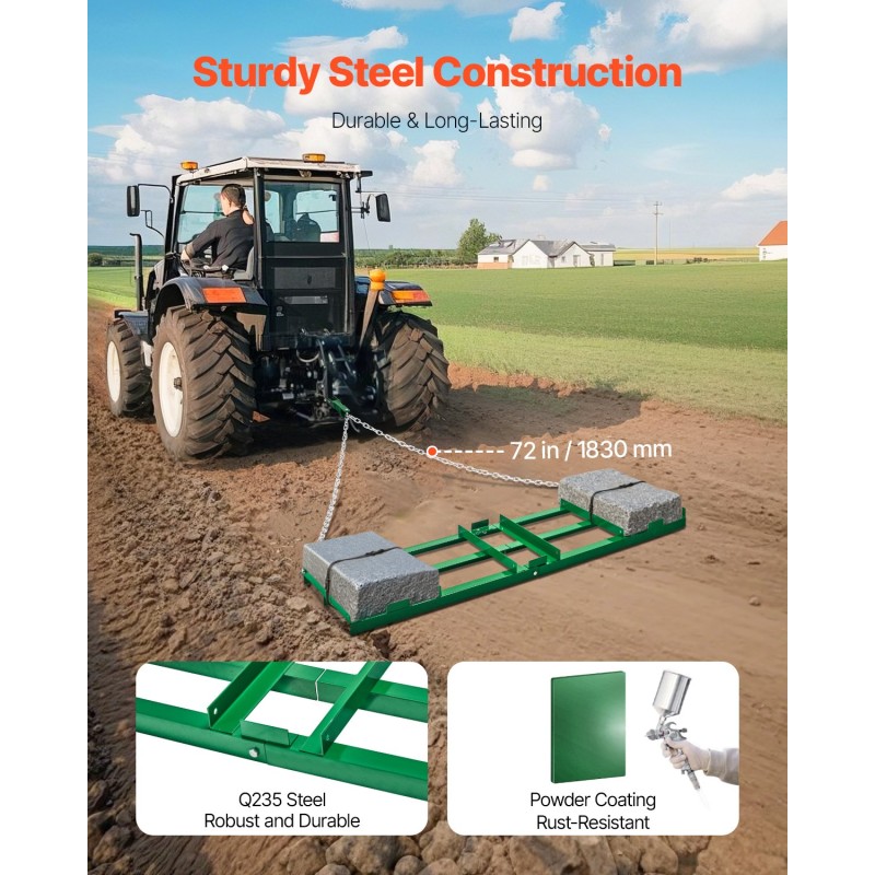 Vedettävä piikkiäes Q235-teräs 1830 mm työleveys säädettävät tangot soratien tasaus