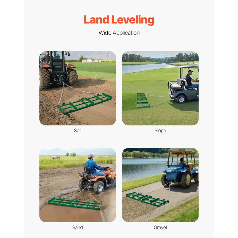 Vedettävä piikkiäes Q235-teräs 1830 mm työleveys säädettävät tangot soratien tasaus