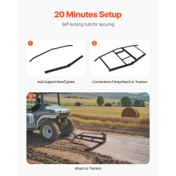 Hinattava piikkiäes Q235-terästä 74 tuuman työleveys säädettävillä tangoilla