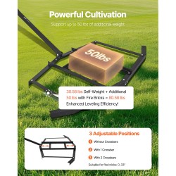 Vedettävä piikkiäes 66 tuumaa teräsrunko säädettävät tangot tappivetokiinnitys mönkijöille puutarhatraktoreille