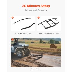 Vedettävä piikkiäes 66 tuumaa teräsrunko säädettävät tangot tappivetokiinnitys mönkijöille puutarhatraktoreille