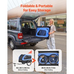 Koirien pyöräkärry taitettava hiiliteräsrunko 40 kg kantavuus turvatalutin 16-tuumaiset pyörät