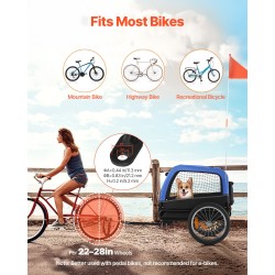 Koiran pyöräkärry hiiliteräsrunko 600D kangas 16-tuumaiset ilmakumirenkaat kantavuus 30 kg