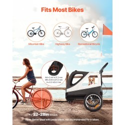 Koirapyöräkärry kaksikäyttöinen teräsrunko 45 kg kantavuus 16-tuumaiset ilmatäytteiset pyörät yleismallisella pyöräkiinnikkeellä